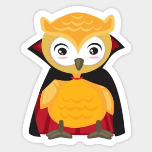 Cute Owl Halloween in Vampire Costume Gift Sticker